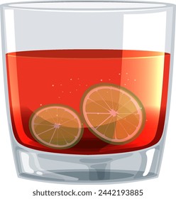 Vector illustration of a beverage with lemon slices