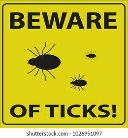 vector illustration of beware of ticks sign