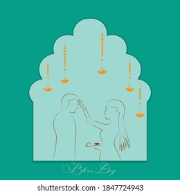 vector illustration of Bhai Dooj with creative teeka a mark for forehead during Diwali festival background