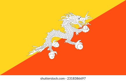 Vector illustration of the Bhutan flag