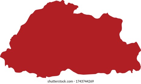 vector illustration of Bhutan map