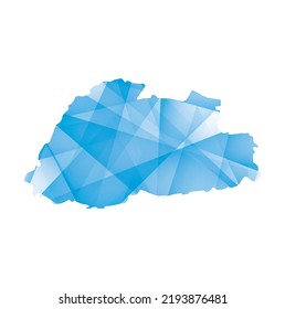 vector illustration of Bhutan map with blue colored geometric shapes