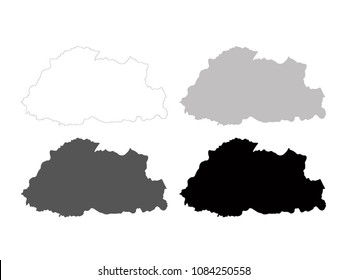 vector illustration of Bhutan maps