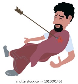 Vector illustration of biblical character with a spear in his chest. A Jewish biblical character
