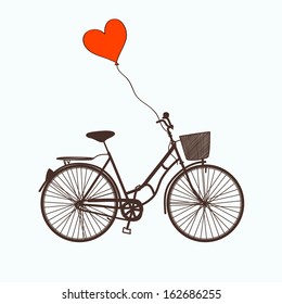 Vector illustration with bicycle and balloon