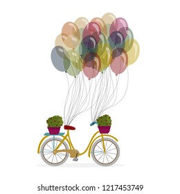 Vector illustration of a bicycle and balloons