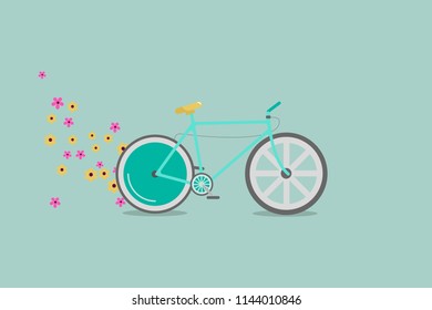 Vector illustration of a Bicycle with beautiful spring flowers