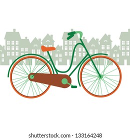 vector illustration of a bicycle in the city