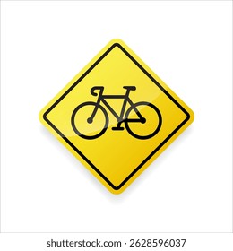 Vector Illustration of Bicycle Crossing Warning Sign