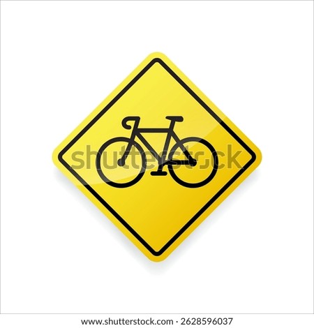 Vector Illustration of Bicycle Crossing Warning Sign