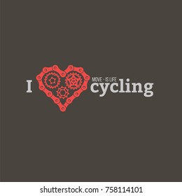 vector illustration of a bicycle emblem in the style of the heart on a white background for design and advertising