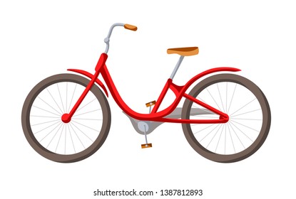 Vector illustration of bicycle for family ride. Cartoon realistic illustration. Flat vector. Side view. Isometric views. Training, bike. Riding bikes isolated on white background.