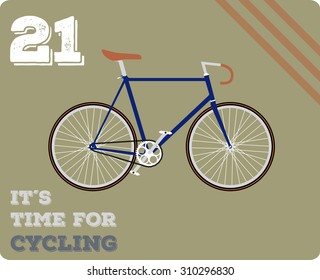 Vector illustration bicycle. Fixed bike icon in flat style. It's time for cycling. Bicycle icon image.