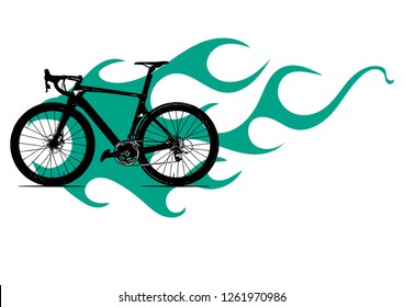 vector illustration bicycle with Flame and fire Silhouette