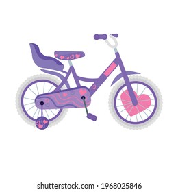 Vector illustration of bicycle girls, bike, wheel, transportation type. Flat style.