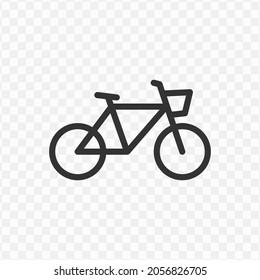 Vector illustration of bicycle icon in dark color and transparent background(png).