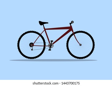 Vector illustration bicycle on blue background. Red sports bike.