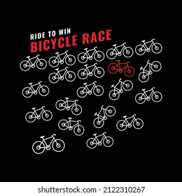 Vector illustration of bicycle race theme. tee shirt graphics