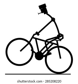 Vector illustration of a bicycle with a robot. Abstract. Isolated.