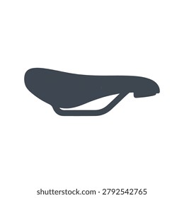 Vector illustration of a bicycle seat in dark grey color, isolated on white background, cycling equipment, bike accessory, transportation, sports, recreation, fitness.