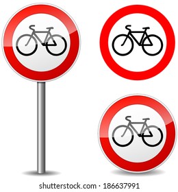 Vector illustration of bicycle sign on white background