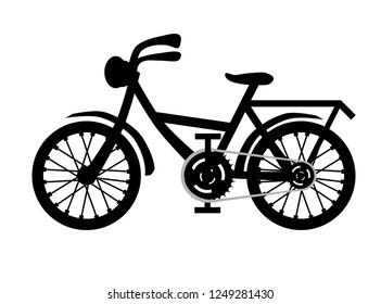 Vector illustration of a bicycle silhouette on a white background.