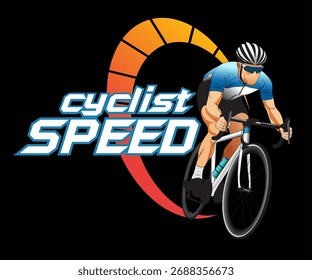 Ilustração vetorial de um logotipo de corrida de velocidade de bicicleta.