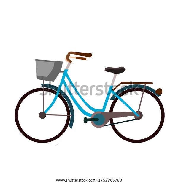 自転車のベクターイラスト 子ども向け 大人向けに青い背景にマンガ風の輸送式自転車 白い背景に のベクター画像素材 ロイヤリティフリー