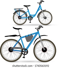 Vector illustration bicycle woman and bicycle man.