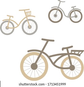 vector illustration of bicycles in beige colors