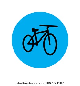 Vector illustration of bicycles only traffic sign. Route for pedal bikes. Grey bike inside purple circle