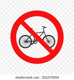 Vector illustration of bicycles are prohibited icon in dark color and transparent background(png)