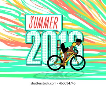 Vector illustration of a bicyclist with the caption Summer 2016