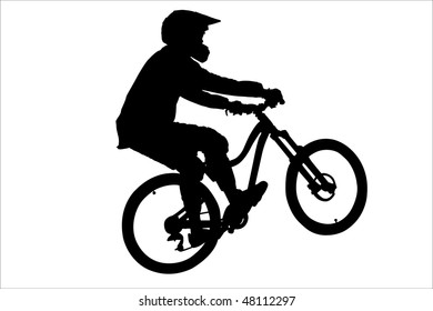 Vector illustration of bicyclist under the white background