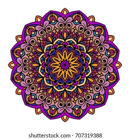 vector illustration of big beautiful colorful outlines mandala, isolated design object