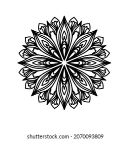 vector illustration of big beautiful outlines mandala, isolated design object