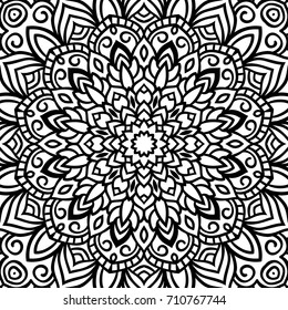vector illustration of big beautiful outlines mandala background, not seamless