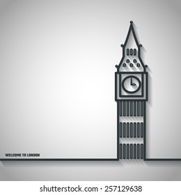 Vector Illustration of Big Ben Icon Outline for Design, Website, Background, Banner. Travel Britain Landmark Element Template for Tourism Flyer