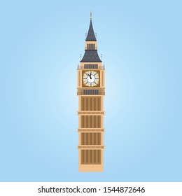 Vector Illustration of Big Ben Tower, London. Big ben icon 