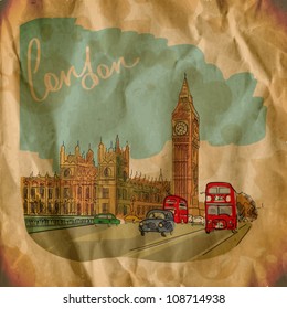 vector illustration of big ben. vintage style. eps10