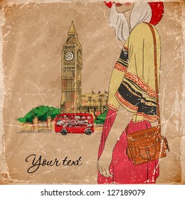 vector illustration of big ben. vintage style. eps10