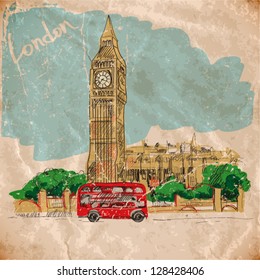 vector illustration of big ben. vintage style. eps10