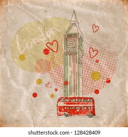 vector illustration of big ben. vintage style. eps10