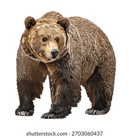Ilustración vectorial del oso marrón grande aislado en blanco