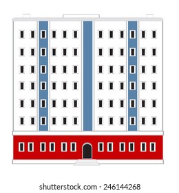 Vector illustration of the big building on white background