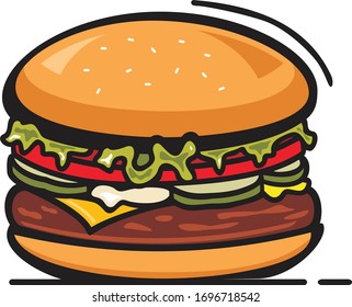 Vector illustration big burger flat design artwork