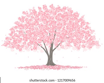 Vector illustration of a big cherry tree.