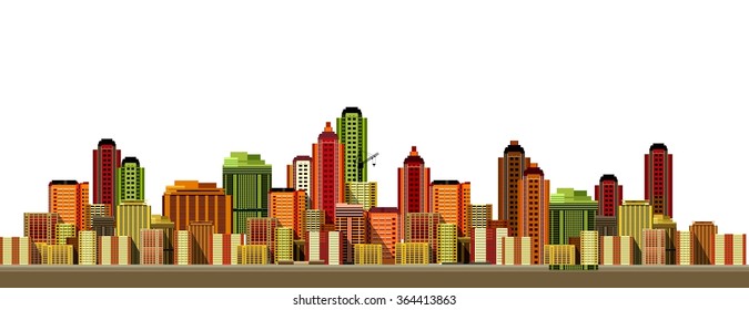 Vector Illustration Big City Panoramic View Stock Vector (Royalty Free ...