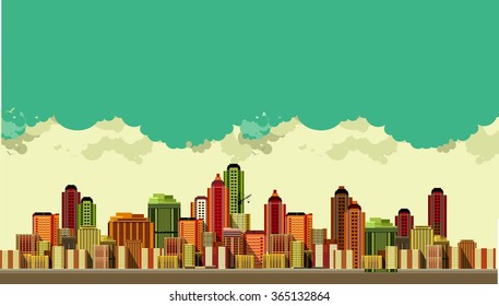 vector illustration big city panoramic view on a white background
