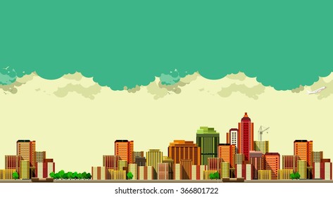 vector illustration big city panoramic view on a white background